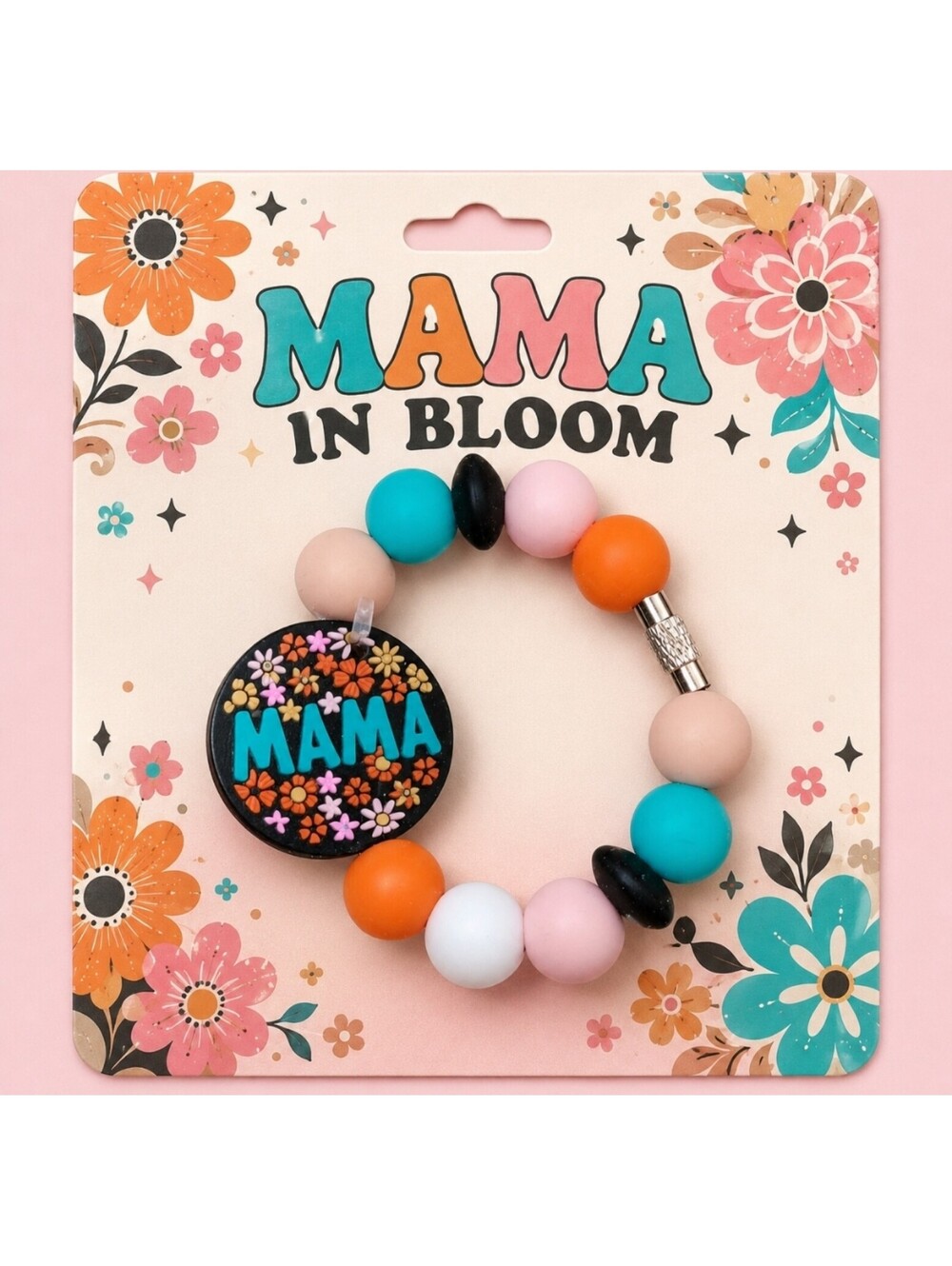 Mama Mom Floral Flower Bag Charm Keychain Purse Stanley Tumbler Accessory